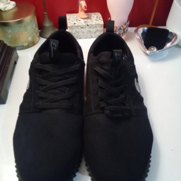 Sporto Black Sneakers Breathable Knit Upper Slip On Faux Laces Mens 10 - Picture 3 of 10